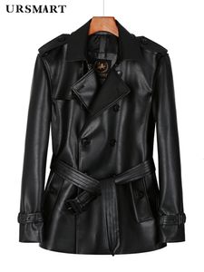 Herren Trench Coats Leder Leder Windbreaker Herren -Doppelbrust kurzer Lederjacke Britisch hübscher Jugendstrend verdickte Wolle Innenmantel Männer 230812