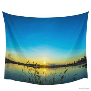 Tapestries Home Decor Spring Floral Landscape Photo Lake Nature Tapestry Sunset Landscape Wall Hanging 230x180cm R230812