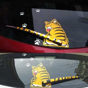 Adesivos engraçados de carro de gato movendo cauda traseira desenho animado refletivo de limpador automático decalque r230812