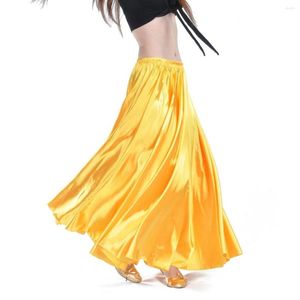 Bühnenverschleiß leuchtend satin langer spanischer Rock Swing Dancing Belly Dance Sonne 17 Farben Festival Outfit Frauen