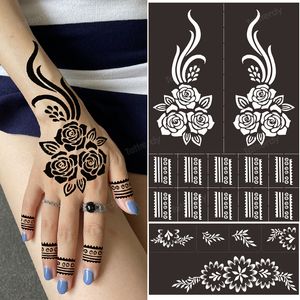 Tymczasowe tatuaże szablony tatuażu Ręce stopy Indie Zestaw Henna Henna Stencils FOR RAM RAM NOT ROP CORTE Body Art Nakładka Malowanie Stencil 230812