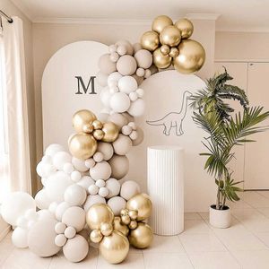 Dekorasyon beyaz bej balon çelenk rustik düğün balon krem ​​altın doğum günü bebek duş vaftiz nişan