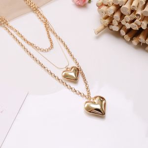 18k gold plated love puffy heart earrings necklace heart bangle bracelet sets for woman
