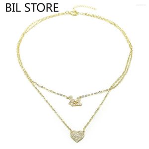 Pendant Necklaces Temperament Fashion Gold-plated Zircon Set Love Necklace Women's Heart-shaped Personality Exquisite Beautiful