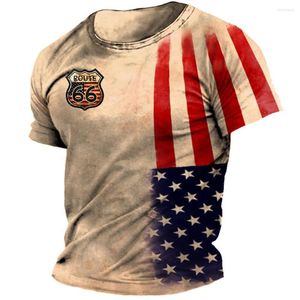 Men's T Shirts Vintage 66 Route T-Shirt For Men 3D Printed Biker Motor Clothing Oversized Short Sleeve Tops Tees Shirt Camiseta 6XL
