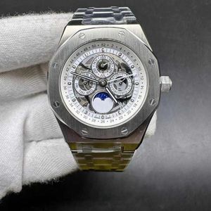 Högkvalitativ herrklocka Automatisk 2813 Movement Steel Case 42mm White Skeleton Dial Full Works Sub-Dials Men Watches