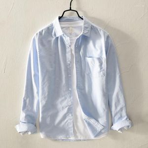 Męskie koszule 2023 Biała koszula Spring Botton Oxford Spinning Long -Sleeved Wild -Calored Cal Calowy