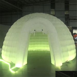 Tents And Shelters 7M Diameter Shelter Led Light Inflatable Igloo Luna Tent Bar Dome Marquee Lamp Rooftop Building Balloon For Exhib Dhx8V