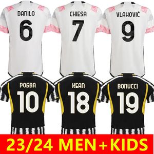 Homens crianças 23 24 Jerseys de futebol Pogba Bonucci Vlahovic McKennie 2023 2024 Pellegrini Cr Locatelli Chiesa Arthur Cuadrado Camisa de futebol