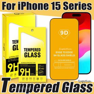 9D Full Cover Hempered Glass Phone Screen Protector för iPhone 15 14 13 12 Mini Pro 11 XR XS Max Samsung A73 A53 A33 A23 A13 med detaljhandelspaket