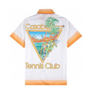 Casablanca 2023 Sicilian White Orange Cactus Tennis Court Men's and Women's Hawaiian Short Sleeve Shirts