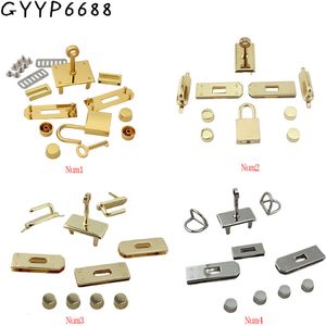 Bag Parts Accessories 1-5Sets Metal Rectangle Eyelets Locks Hanger Panel Woman Bags Handbags Purse Hardware Clasp Closure Twist Locks DIY Accessories 230811