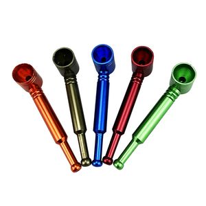 Colorful Aluminium Alloy Straight Type Pipes Dry Herb Tobacco Filter Spoon Handpipes Mini Cigarette Holder Portable Removable Smoking Hand Tube