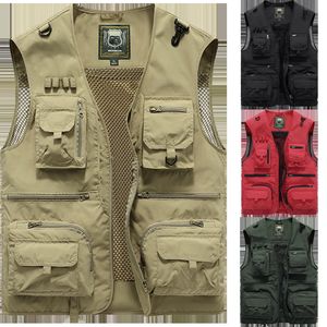 Men's Vests 14 Pockets Men Tactical Hiking Fishing Vest US Pographer Waistcoat Mesh Cargo Coat Sleeveless Army Jacket Tool Nylon 5XL 230812