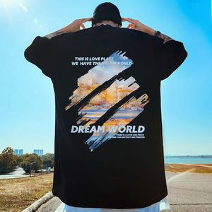 Męskie koszulki Dream World Graphic Printed Thirt Men Summer Streetwear krótkie rękawowe koszulka retro T-shirt Casual Cotton Oversize Y2K TEE TOPS 230812