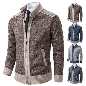 Mens Sweaters Knitted Cardigan Men Autumn Style Loose Fashion Stand Collar Long Sleeve Menswear Fleece Sweater Coat 230811