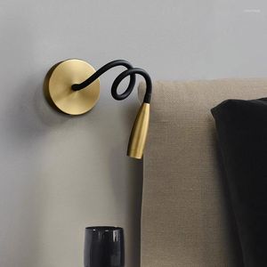 Wall Lamp Adjustable Rotating Holder Angle Reading With Advanced And Simple Modern All Copper Bedroom Study