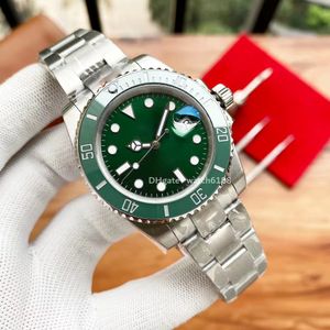 Men's green ceramic watch 2813 automatic mechanical 316 precision steel crystal convex window lens classic oyster style strap with foldable clasp orologi di lusso