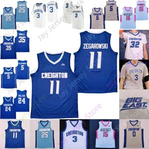 الكلية المخصصة Creighton كرة السلة Jersey NCAA Ryan Kalkbrenner Trey Alexander Baylor Scheierman Ryan Nembhard Arthur Kaluma McDermott Korver King Zegarowski