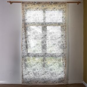 Cortinas puras boho linho algodão borla de janela da fazenda floral painel de cortina floral semi -backoout country style for vive jining roomtj7072 230812