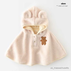 Jackets Quality Boys Girls Cute Bear Hooded Coats Clocks Cashmere Warm Coats Baby Toddlers Overcoats Winter Kids Jackets Clothes R230812