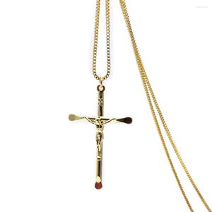 Pendant Necklaces Necklace Chain Gold Color Christian Jewelry Jesus Crucifix Cross For Men