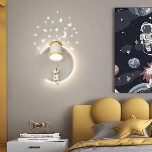 Vägglampa ledt sovrum sängmåne stjärnor projektion ljus för barns rum pojkar flickor dekoration