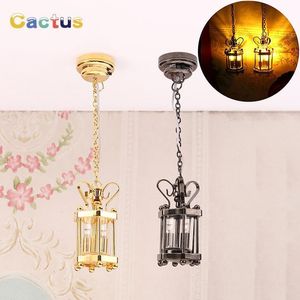 Doll Accessories 1 12 Dollhouse Miniature Lamp Glass Shade Ceiling Lamp Chandelier LED Light Wall Lamp Lighting Home Furniture Model Decor Toy 230812