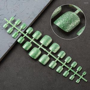 Nail Stickers 24Pcs False Fake Artificial Toe Nails Tips French Foot Acrylic Professional Art Decor Full Cover Toenails Manicure