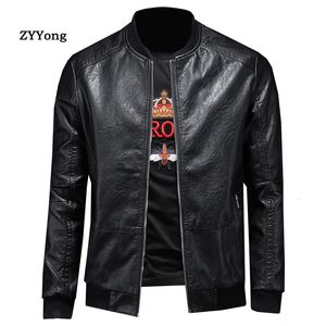 Men's Jackets Men Leather Jacket Stand Collar Coat Spring Autumn Casual Slim Big PU Zipper 4XL Male Moto Biker Coats Outerwear 230812