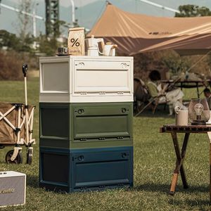 Camp Furniture Outdoor Camping -Aufbewahrungsbox Klappweise aufgeräumte Seite offene Kapazität Holz Deckel Picknick -LKW Trunk