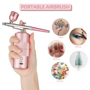 Altri oggetti di bellezza per la salute Top Air Crush Spray Gun Oxygen Iniector Hydrato Mini Compressore Air Compressor Kit Nano Mist Spruzzatore per Nail Art per cake di trucco 230811