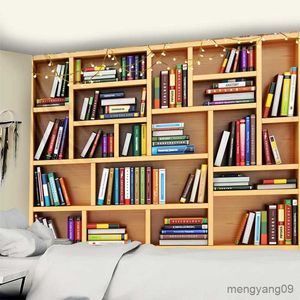 Tapestries Bookshelf Book Tapestry Wall Hanging Family Bedroom Decoration Fabric Bedspread Art Printing R230812