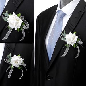 Artificial rose bride and groom wrist flower brooch Wedding sisters hand flower Best man group corsage