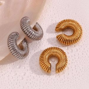 Rücken Ohrringe Minimalist Trendy 30 mm horizontal Faden hohl Ohrclip wasserdichte Frauen 2023 Luxus Daily Schmuck