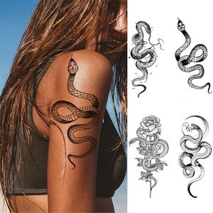 Tatuaggi temporanei 2023 Summer Snake Flower Adeign Waterproof Style Dark Style UNISEX Acqua Trasferimento Falso Tatuaggio Accessorio 230812 230812