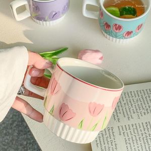 Mugs 1pcs Girls Feel Tulip Cups Are Too Gentle. Ins Wind Mug Lovers And Cute Ceramic Cups.