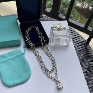 2023 lovely cute pendant Necklaces long silver thick stainless steel chain pearl design Women necklace with dust bag and box