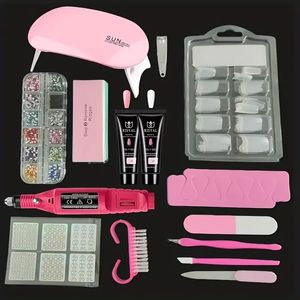 Set di utensili per chiodo e manicure a LED UV con lima per trapano per nail art acrilico, adesivo glitter in polvere, pompa e pennello - perfetto per le nail art fai -da -te e i risultati della qualità del salone