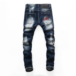 Розовый райский Plein Classic Fashion Man Jeans Rock Moto Mens Casual Design Ruped Jeans Destred Skinny Denim Biker Plein Jeans 215K