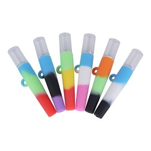 Glas One Hitter Pfeifenschläger mit Silikonmund 82 mm Mini-Tabak-Handpfeife Ölbrenner-Düse Beständig Handrauchen Zigarettenschläger Tube Tabak Bunte Wasserpfeife DHL