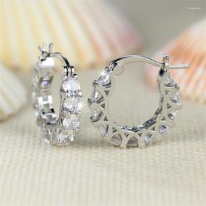 Hoop Earrings Ins U Shaped Round Silver Gold Color White Stone Wedding For Women Vintage Ear Buckle Daily Party Jewelry
