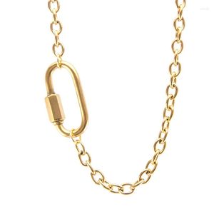 Hänge halsband stark karabiner snap hook charm kvinnor tung rolo kabel halsband rostfritt stål guld färg klättring spänne spänne länge