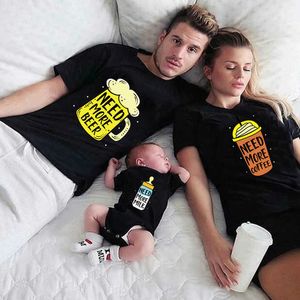 Familj matchande kläder Familj matchande kläder behöver mer öl kaffemjölk rolig familj look skjorta baby kläder far mamma dotter son t-shirts