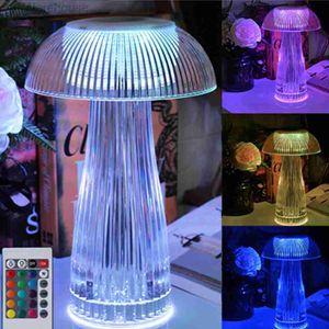 Transparent Nightlight Mushroom Lamp Bedside Night Lamp Jellyfish Lamp Party Lighting Crystal Table Light Ramadan Decoration HKD230812
