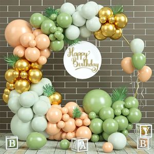 Inne imprezy imprezowe Macaron Green Balloon Garland Arch Zestaw Orange Birthday Wedding Dziewczyna Baby Shower Globos Gold Lateks Dekoracja balony 230812