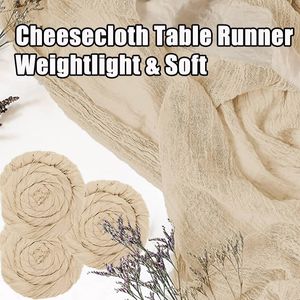 Table Runner White Cheesecloth Cotton Gauze Runners Rustic Sheer Gilera Runner Boho Table Runner per arredamento per feste di nozze 230811