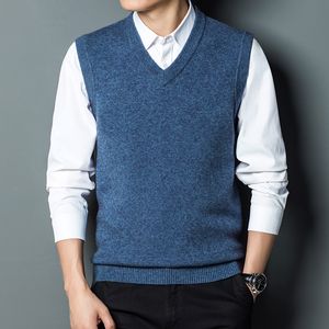 Mens Sweaters 9 Colors Men Thick Wool Knit Vest Classic Style Business Fashion Solid Color Sleeveless Formal Male Pullover Brand Clothing 230811