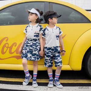 Одежда наборы детская одежда футболка короткая одежда для девочек с камуфляжными одеждой девочки для детей детской костюм R230812