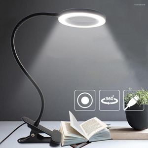 Tischlampen LED -Lampe Schlafzimmer Lernraum Clip Flexibler USB Light Desk 3 Level Farbtemperatur Dimmbare Buchlichter Beleuchtung